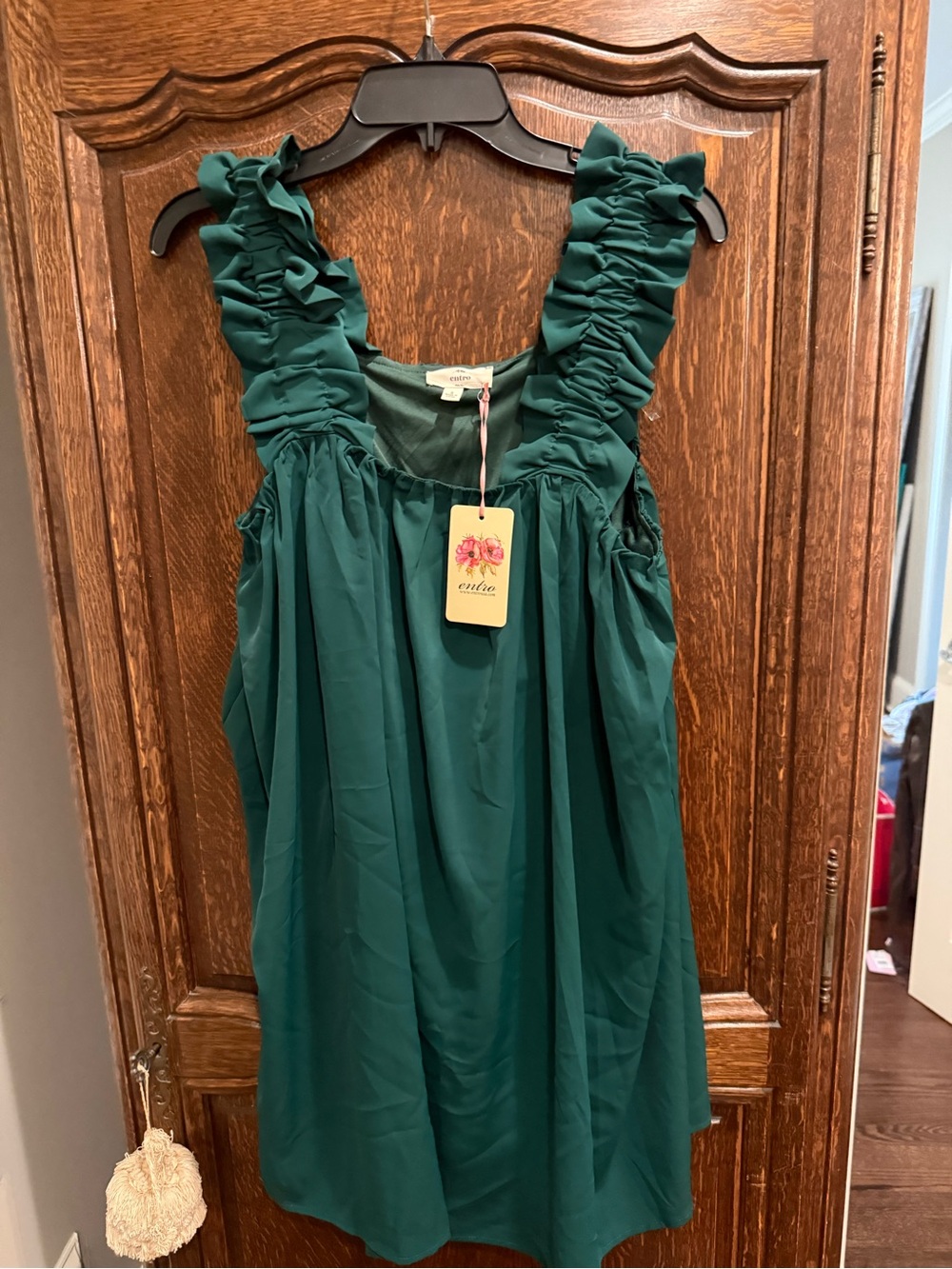 entro Teal Ruching Strap Shift Dress